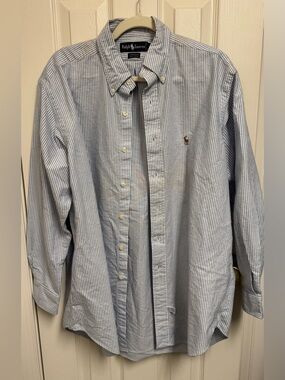 Ralph Lauren Men’s Light Blue & White Striped Button-Down Shirt